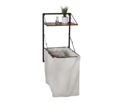 Black & Walnut-Finish Wall-Mounted Hamper With Shelf 19 Black & Walnut-Finish Wall-Mounted Hamper With Shelf -Cheap Home Store 810669783 A0 9