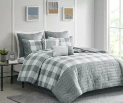 Kingston Gray & White Buffalo Check King 8-Piece Comforter Set -Cheap Home Store 810679989 810679990 810679991 A1 2