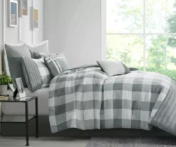 Kingston Gray & White Buffalo Check King 8-Piece Comforter Set -Cheap Home Store 810679989 810679990 810679991 A1 3