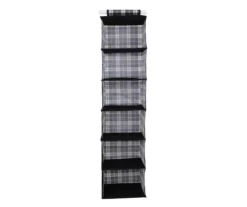 Black & White Plaid 6-Shelf Hanging Organizer