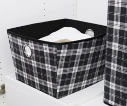 White And Black Plaid Fabric Storage Bin With Handles, (15") -Cheap Home Store 810690226 B1 3